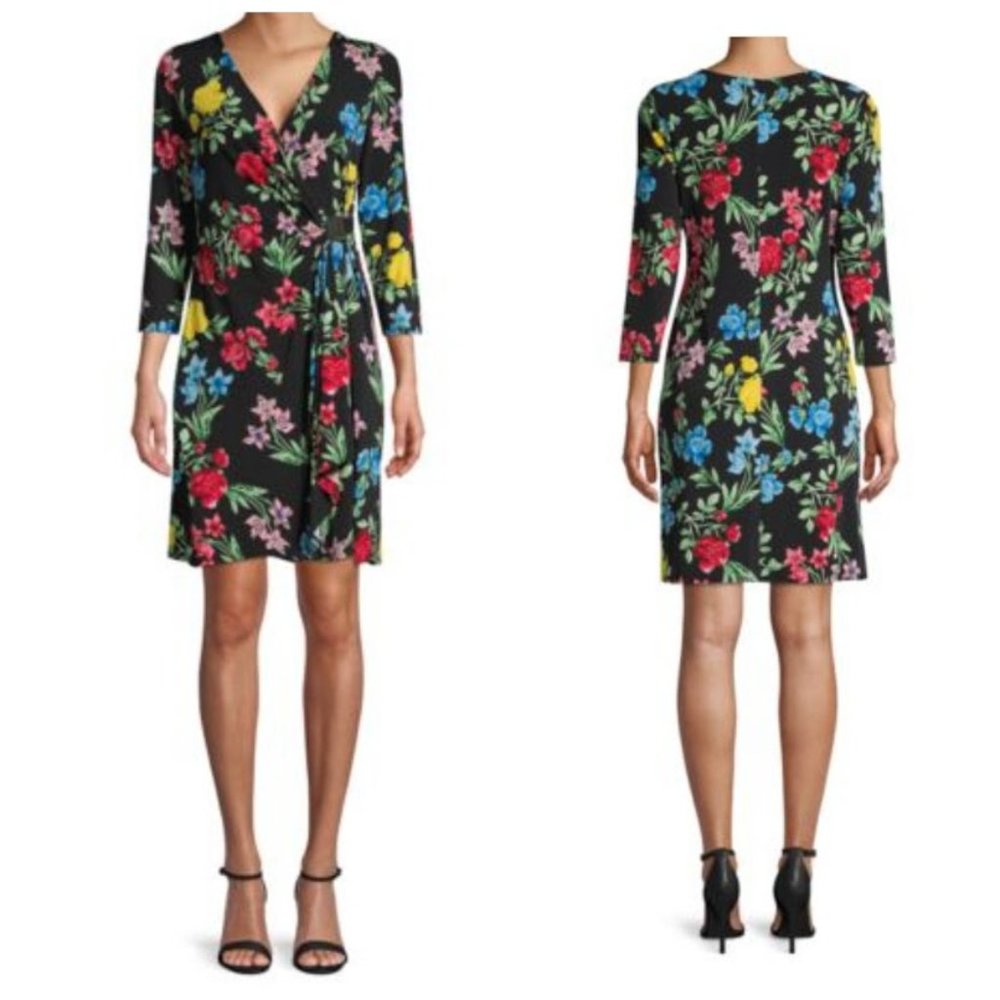 CALVIN KLEIN PLUS SIZE FLORAL FAUX-WRAP SHEATH DRESS SZ 3X